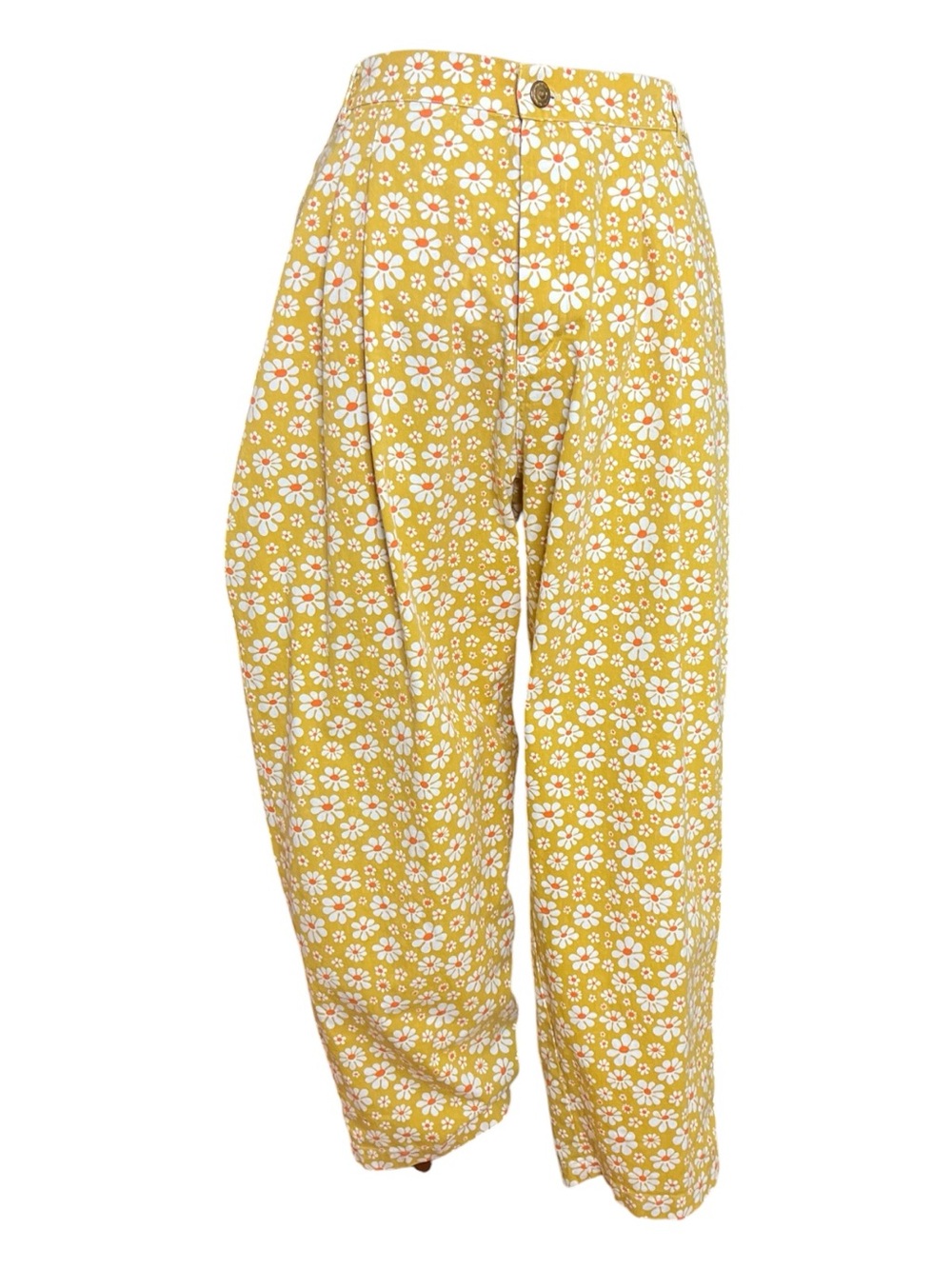 BIG BUD PRESS Lazy Daisy Yellow White Boho Festival Work Pants 100% Cotton XL - Picture 3 of 13